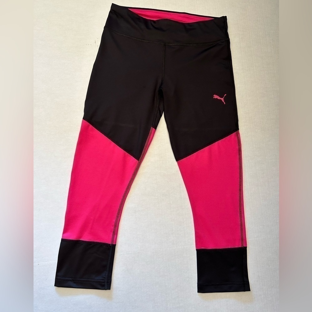 Puma Dry Cell black & pink legging capri Sz L.